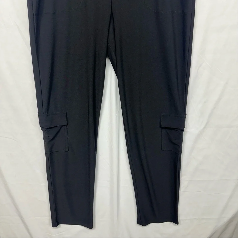Attitudes by Renee Cargo Pull On Pants Small Black Stretch Pockets
